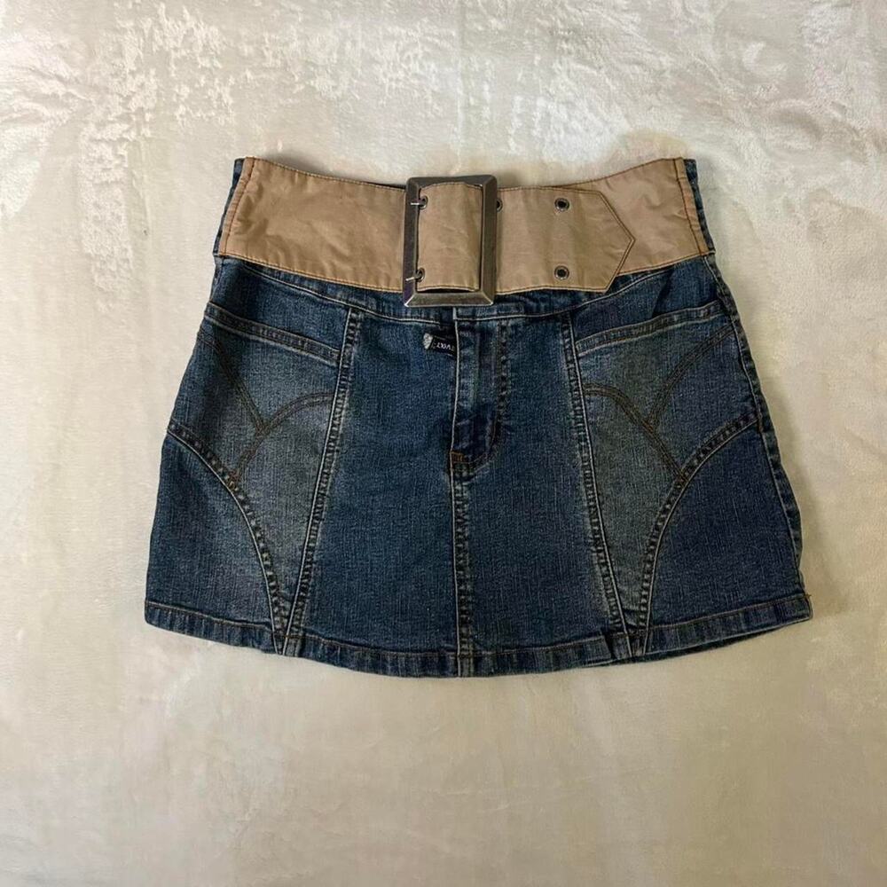 2000s denim mini skirt